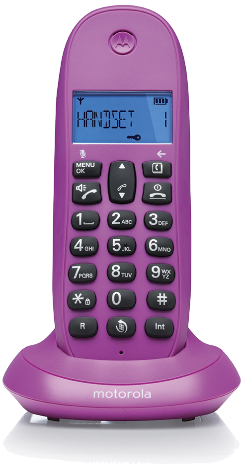 Motorola C1001CB+ purple corded cordless landline telephone