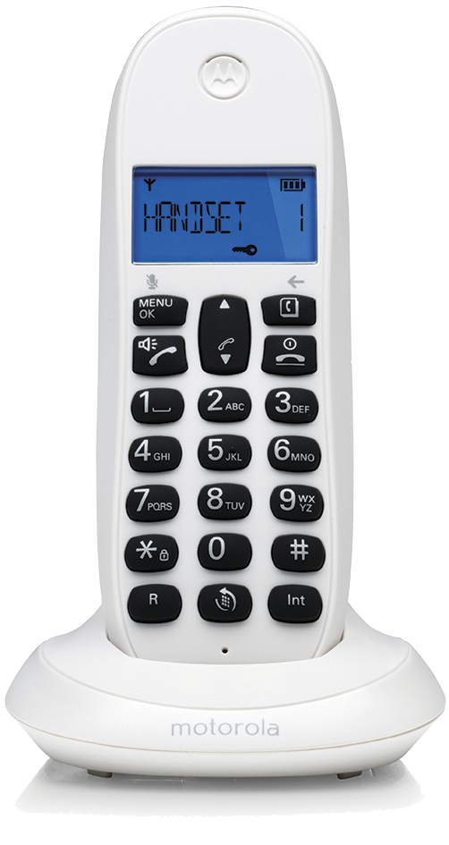 Motorola C1001CB+ white cordless landline phone